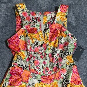 Floral Sleeveless Top - Pink and Orange